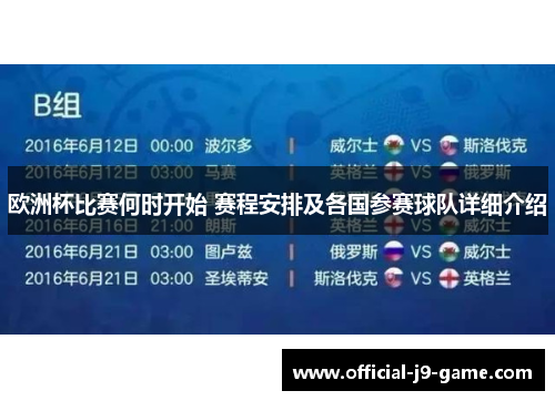 欧洲杯比赛何时开始 赛程安排及各国参赛球队详细介绍